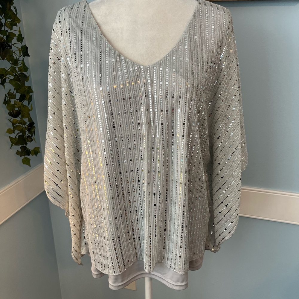 Sara Michelle Shimmering Silver Blouse